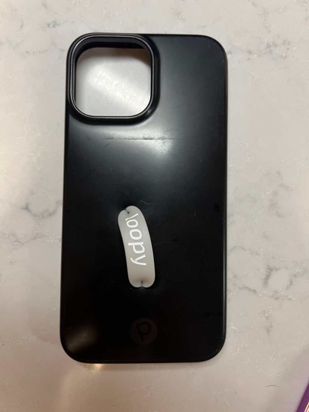 iPhone 13 Pro Max Loopy Case Black Phone Case with White Loop Grip